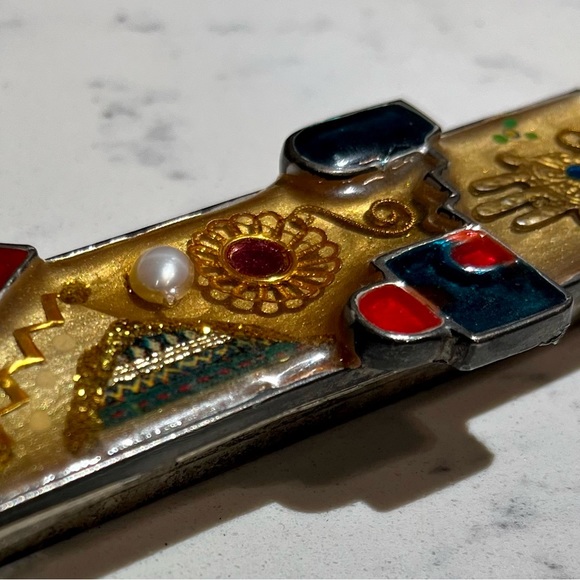 Yossi Steinberg Mezuzah. HANDMADE Judaica by Israeli Artist. Resin And Metal. - Picture 5 of 13